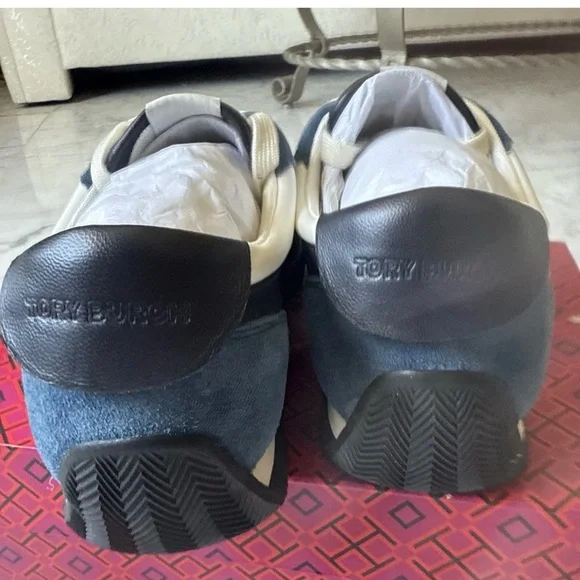 Tory Burch Women's Blue and White Sneakers - Picture 4 of 4